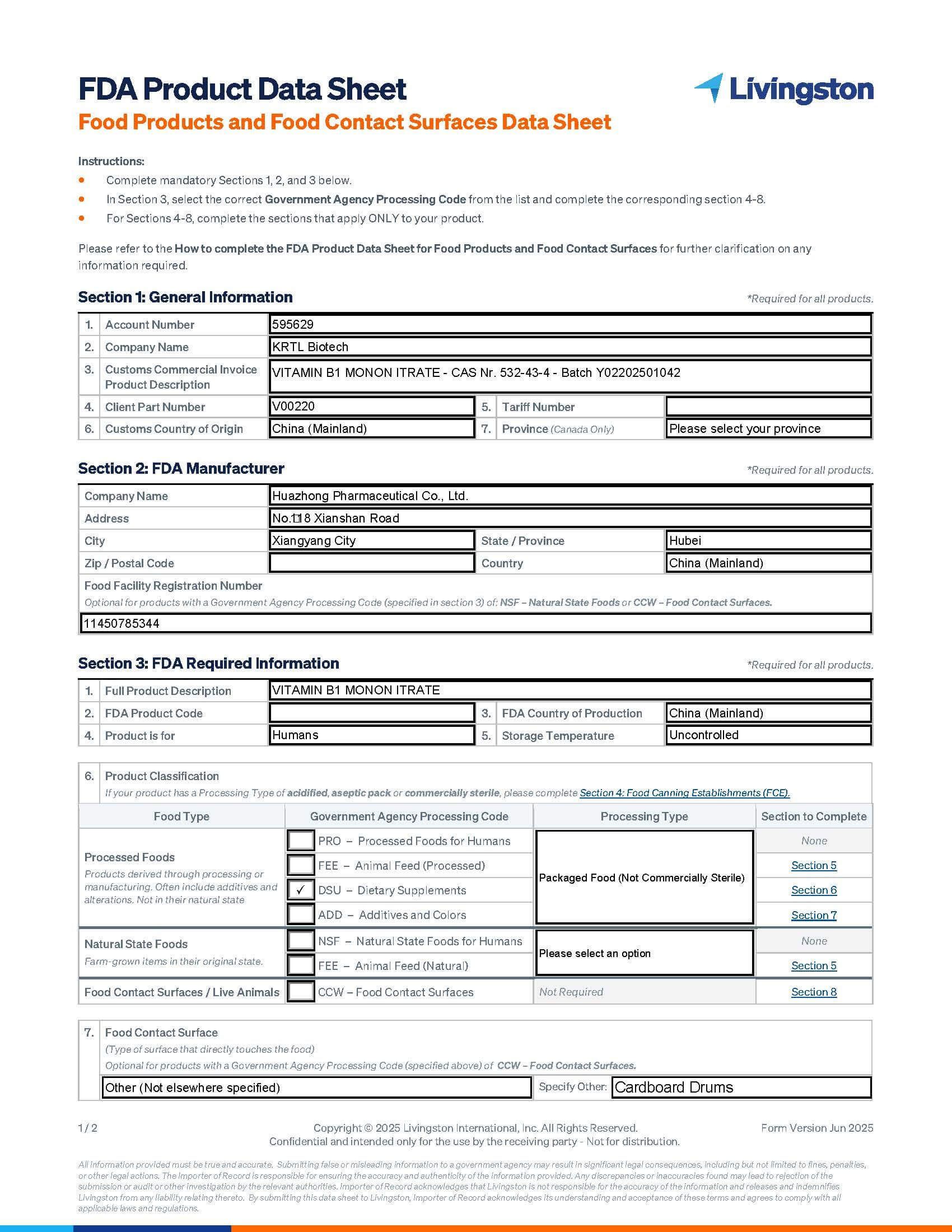 Vitamin B1 - Mononitrate